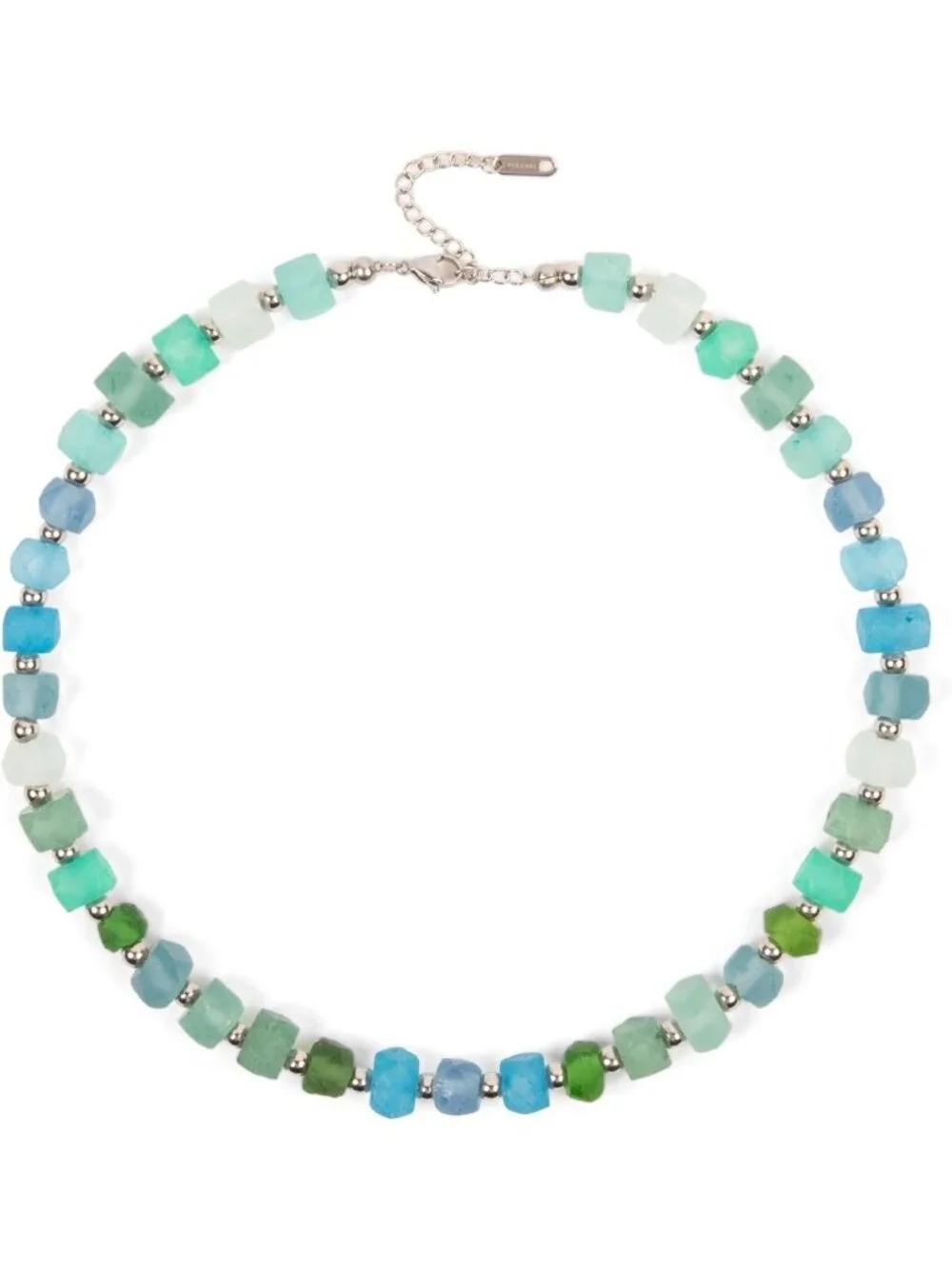Handmade Chunky Frosted Sea Glass Beaded Necklace - Boho Adjustable 16-18